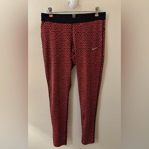 Nike Women’s Red/Black Dot Realy Dri-Fit Stay Warm Ankle Legging Tight (large)